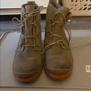 Sorel Olive Green waterproof suede booties.